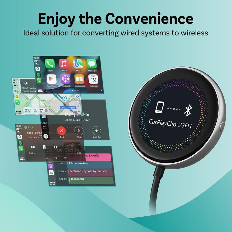 Ottocast CarPlay Clip Wireless Adapter - Seamless Apple CarPlay for iPhone, Plug & Play, Clips to Vent, Custom Screen, Fresh Scent. - Image 2